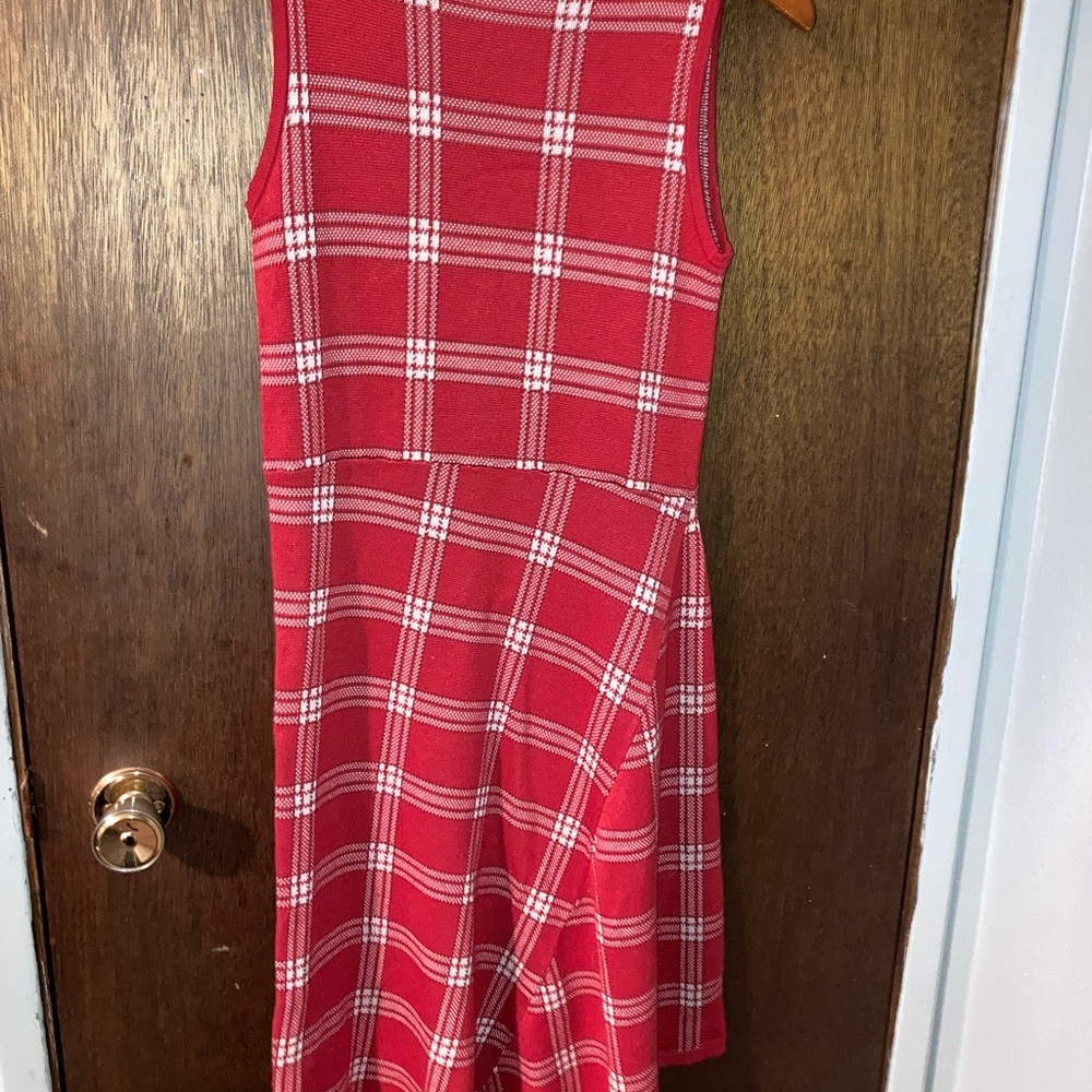 Red Plaid Sleeveless Dress
